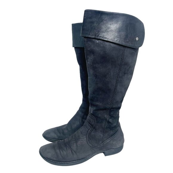 Born Grey Suede Knee High Foldover Zip Up Boots Women's Size 6.5 - Picture 2 of 11